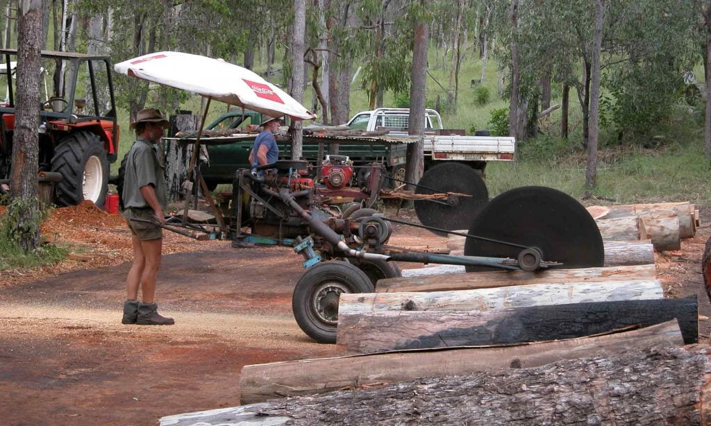 Sleeper Dump, sawing timber logs into railway sleepers